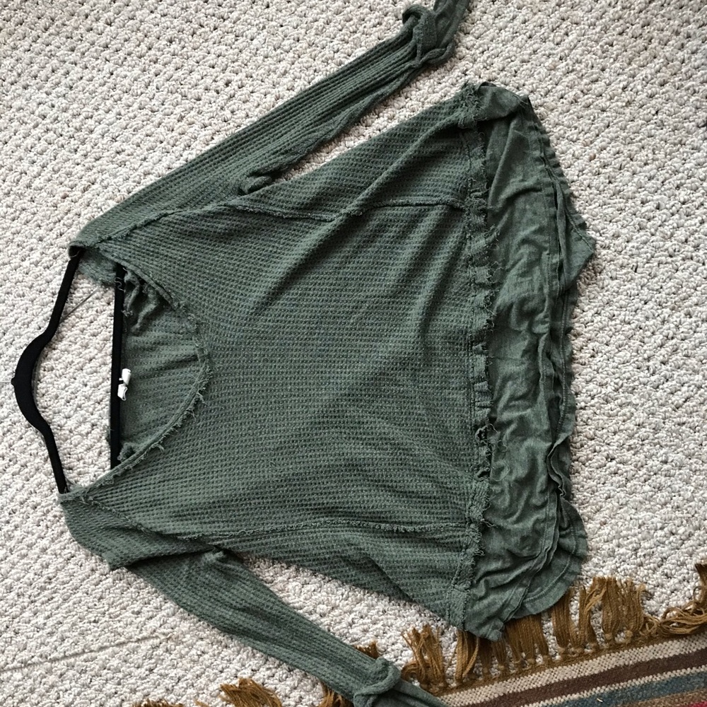 Free People Green Long Sleeve Flowy Shirt